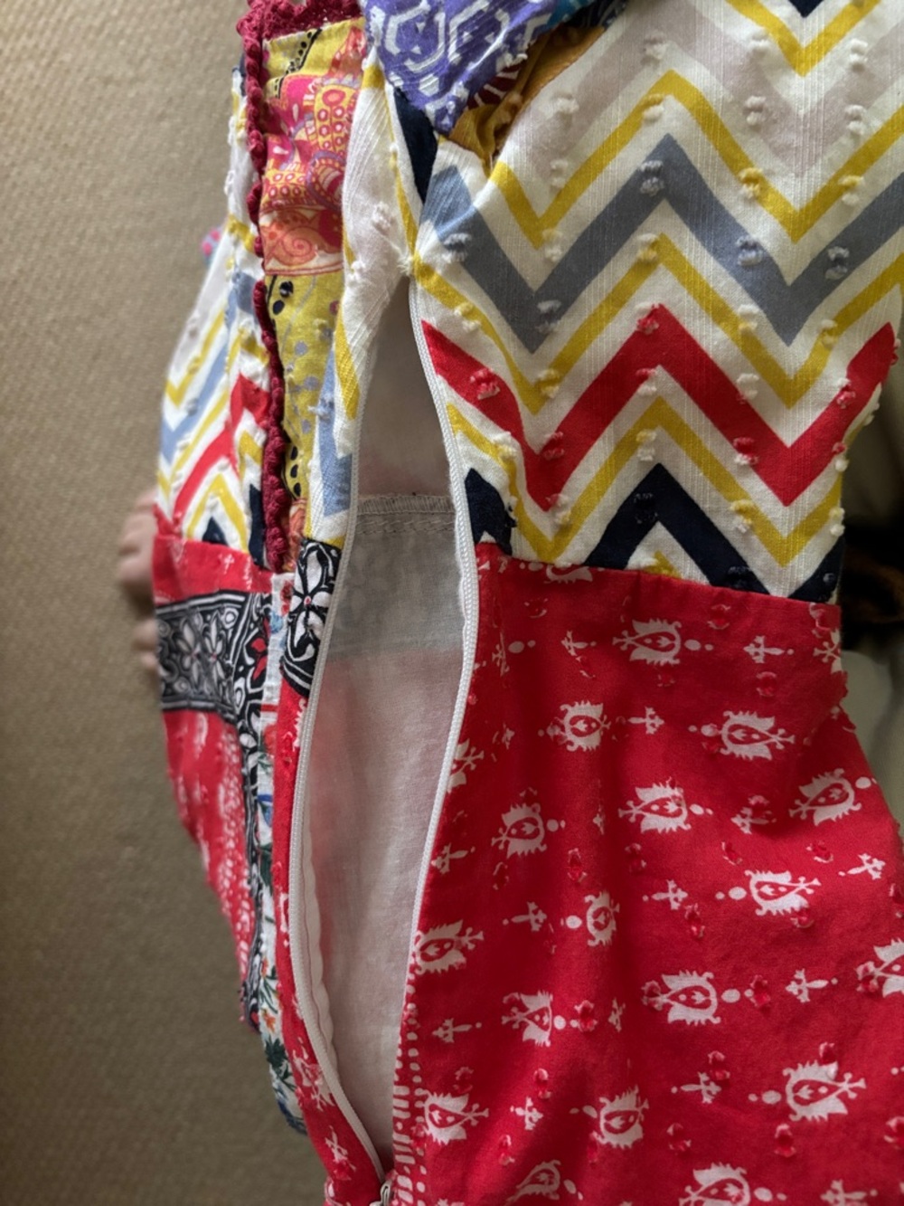 Anthropologie Let Me Be Boho Patchwork Multicolor Women's Peasant Top - Picture 12 of 14
